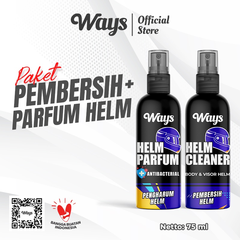 WAYS PAKET Pembersih &amp; Parfum Helm Motor | Helm Cleaner Pembersih Body Visor Pewangi Helm - 75ml