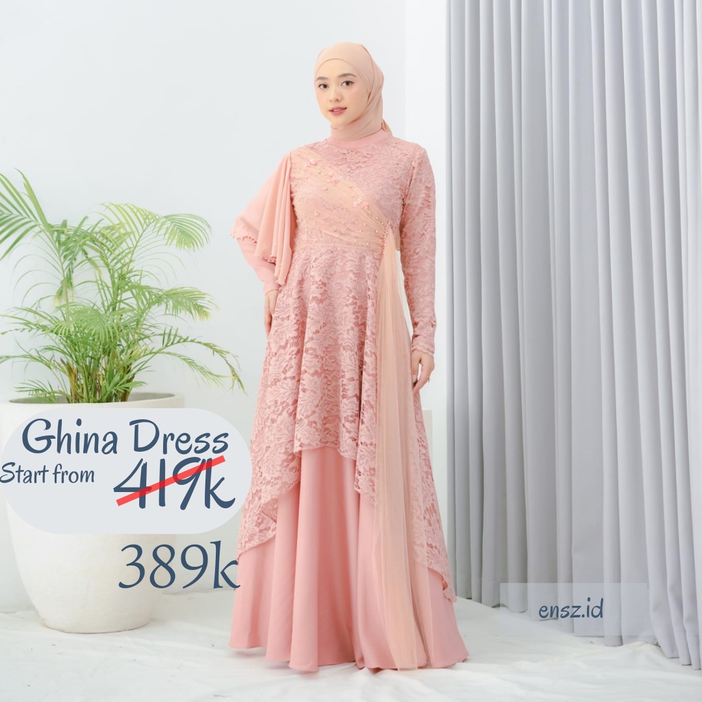 GHINA DRESS/DRESS KEKINIAN/DRESS PESTA/DRESS KONDANGAN/GAMIS/GAMIS KEKINIAN
