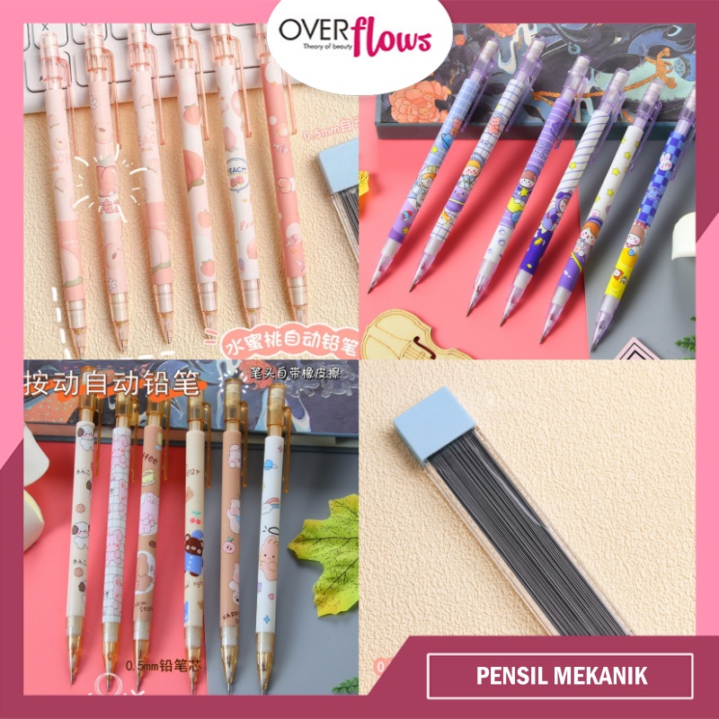 OVERFLOWS.ID | PENSIL MEKANIK FRUIT PEACH PEN MEKANIK LUCU PENCIL MEKANIK OTOMATIS PENSIL CETEKAN LUCU