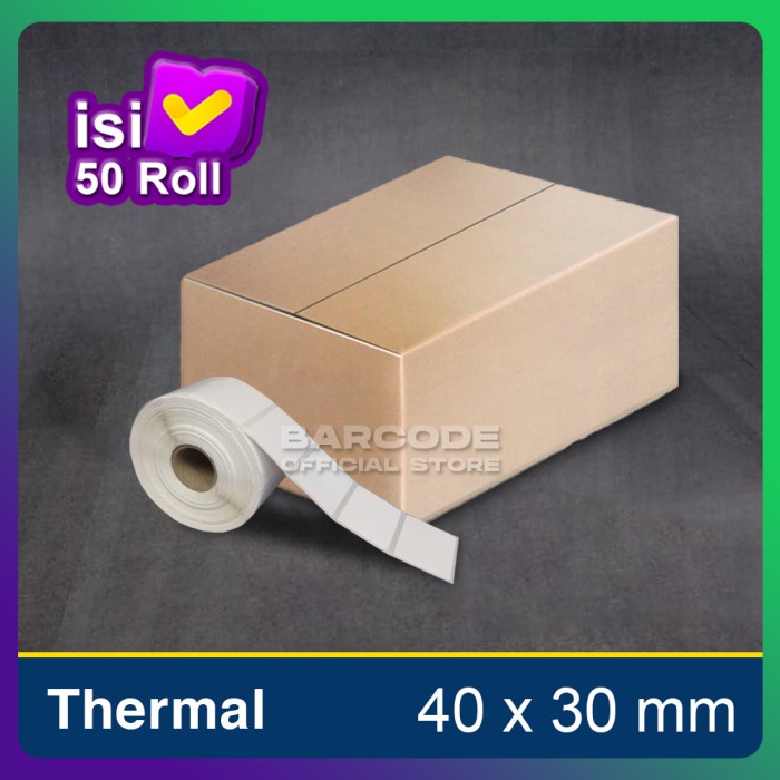 

Terlaris 1 Dus Label Thermal 40 X 30 Mm 1 Line (Stiker Barcode 40X30 Mm)