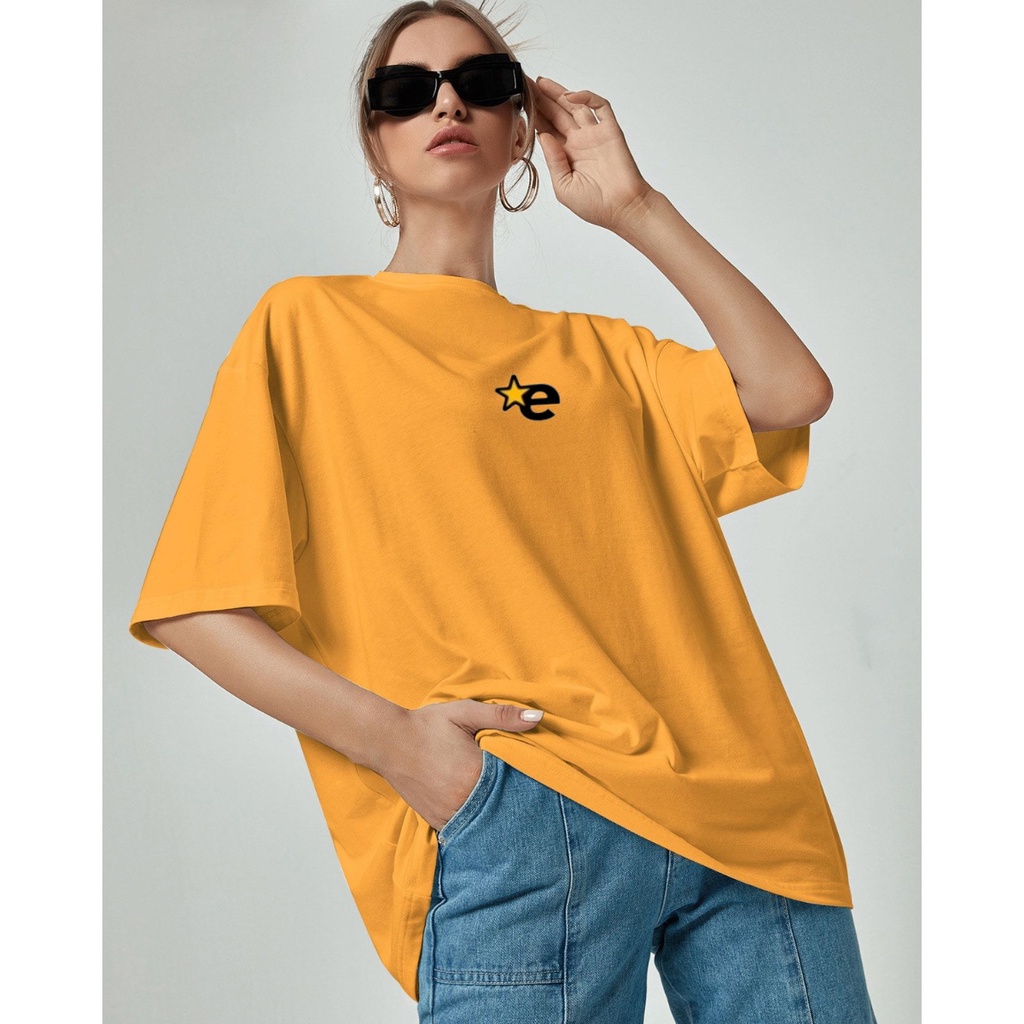 Kaos Oversize  Erigo Star  Mustard / T-shirt Lengan Pendek / Baju Atasan Pria Wanita Kekinian / Kaos Couple Casual Premium