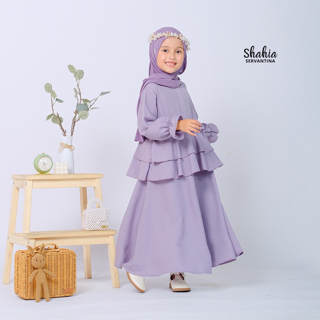DRESS GAMIS ANAK CEWEK PEREMPUAN IMPORT KOREAN STYLE WARNA MAROON SAGE LILAC BAHAN CRINKLE USIA 1 2 