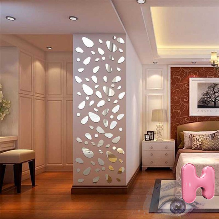 [COD] Wallpaper Dinding Sticker Reflektif Bening Dekorasi Model Cermin Silver Kaca Stiker Tembok Sha