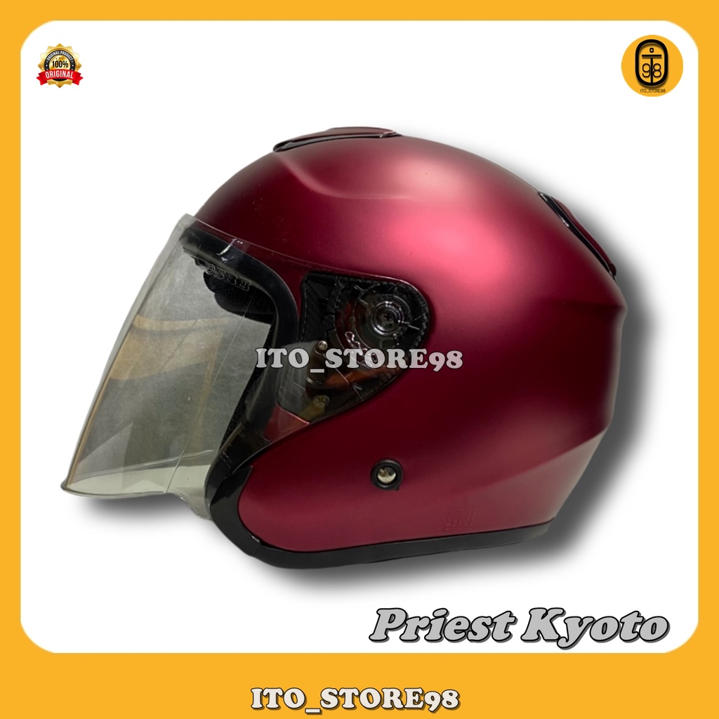 Helm Sepeda Motor Half Face Priest Kyoto Solid Helem Pria Wanita Dewasa & Perempuan Hijab Standar SN