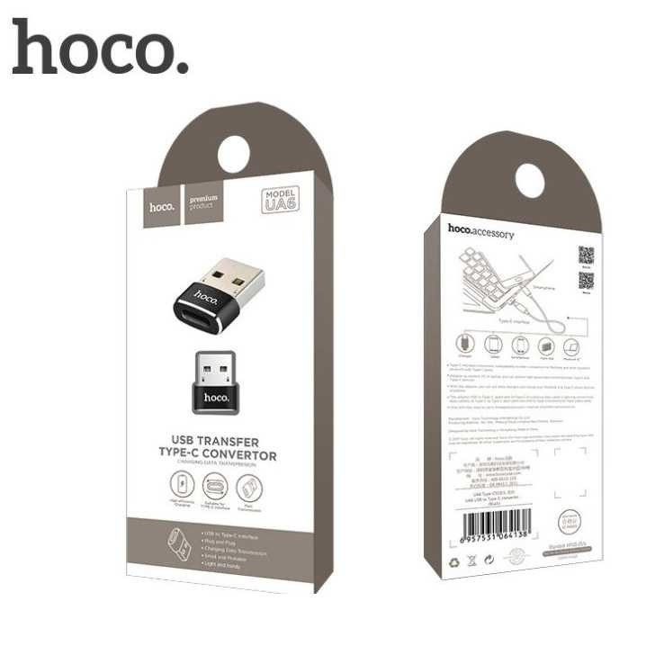 HOCO UA6 USB Type A to USB 2.0 Type C Adapter Converter Adaptor Konverter Mini Compatc Design 2.2 CM