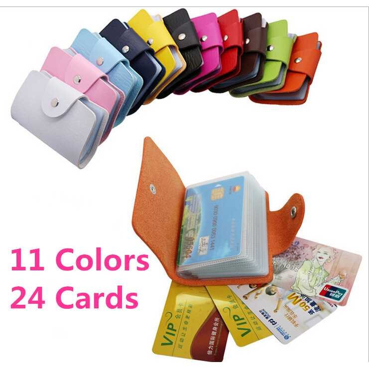 Dompet Kartu 24 18 Slot Bahan Kulit Bank Card Holder Pouch Wallet Organizer Mini Portable