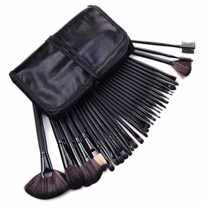 Brush Make Up 32 24 15 Set Dilengkapi Case Pouch Kuas Makeup Lengkap Aplikator Kosmetik Blush On Powder Eyeshadow Alis Murah Premium Besar MUA Profesional Original