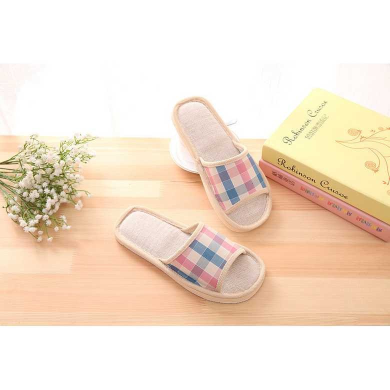 [COD] Slip Sandal Selop Linen Indoor Slippers Woman Men Unisex Anti Slip Nyaman Lembut Empuk Alas Kaki Wanita Murah Lucu