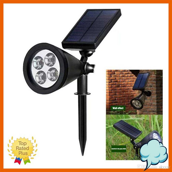 [COD] Lampu Taman Tenaga Matahari Energi Solar Panel 4 LED Waterproof Hitam Water Resistant Outdoor Lamp