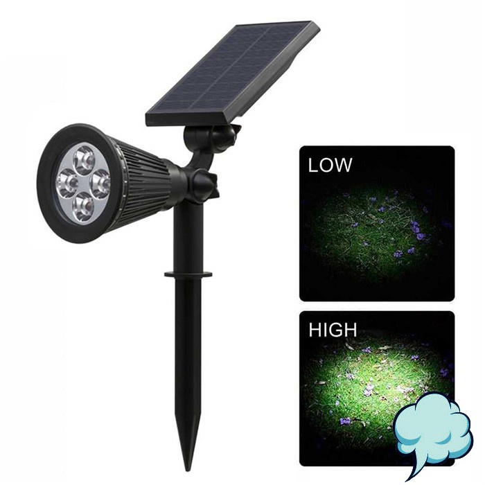 [COD] Lampu Taman Tenaga Matahari Energi Solar Panel 4 LED Waterproof Hitam Water Resistant Outdoor Lamp