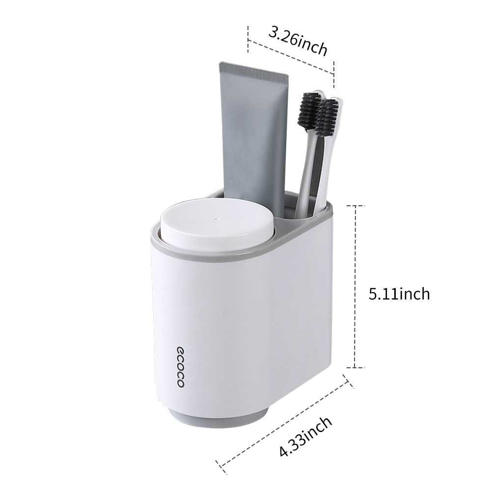 ECOCO Tempat Rak Sikat Gigi &amp; Gelas Magnetic Wall Mounted Toothbrush Holder Tahan Lama ORI