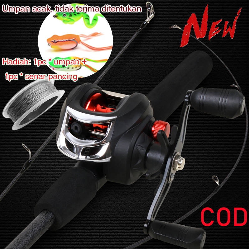 Baitcasting Reel BC reel pancing Murah 5kg Max Drag 7.2: 1 CNC wire cup stainless steel bantalan tunggal Joran Pancing  karbon berongga Telescopic 2 Segments 1.65M/1.8M Fishing Rod