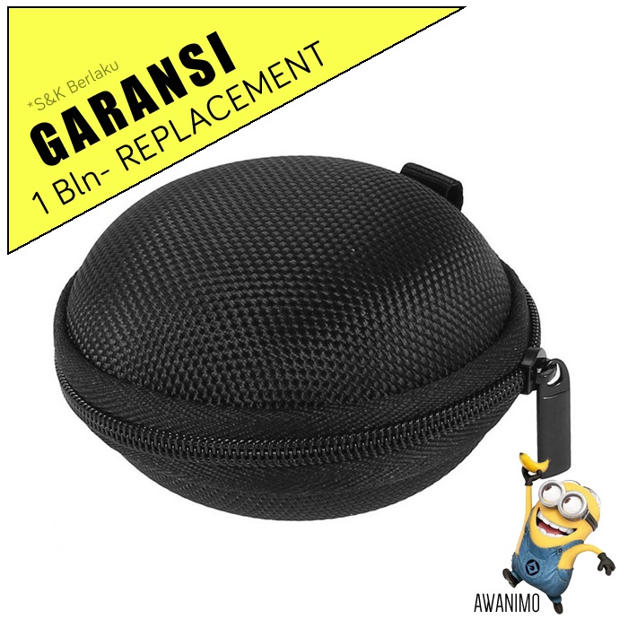 Tempat Tas Earphone Headphones Case Bentuk Bulat Kotak Penyimpanan Mini Kecil Portable High Quality Zipper Tempat Pelindung Heatset Smartphone HP Aksesoris