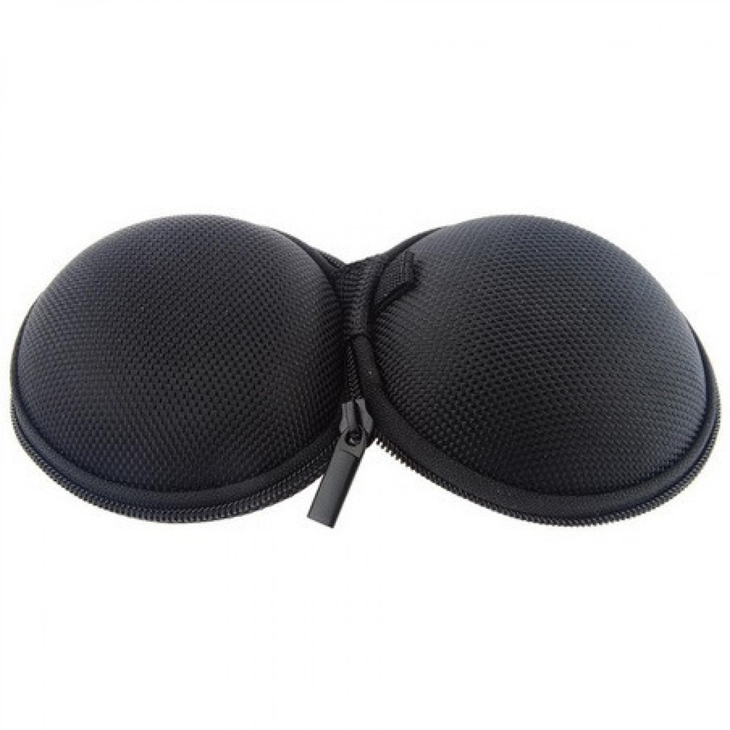 Tempat Tas Earphone Headphones Case Bentuk Bulat Kotak Penyimpanan Mini Kecil Portable High Quality Zipper Tempat Pelindung Heatset Smartphone HP Aksesoris