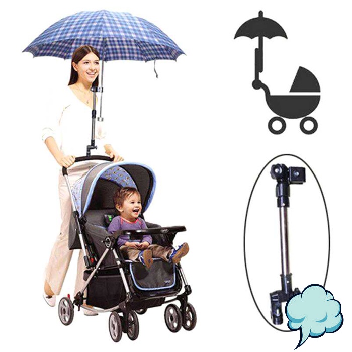 [COD] Holder Payung Multifungsi Sepeda Stroller Kereta Bayi Sepeda Kursi Roda Bracket Mount Stand Folded Umbrella Hitam Tempat Pasang Penyangga