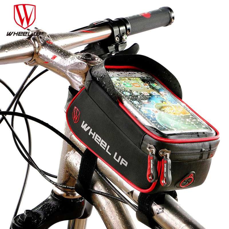 Tas Sepeda Gunung Lipat Depan Stang Belakang MTB Smartphone Anti Air Waterproof Bike Bicycle Large Bag Pouch 6 Inch Nylon Case Phone Handlebar