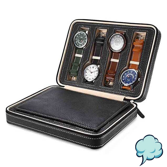 Kotak Box Jam Tangan Display Kulit 8 Grid Slot Travel Watch Case Leather Portable Berkualitas PU Leather Kulit Premium Gift Luxury Organizer Penyimpanan Aksesoris Mewah Hadiah Kado Hampers Elegan