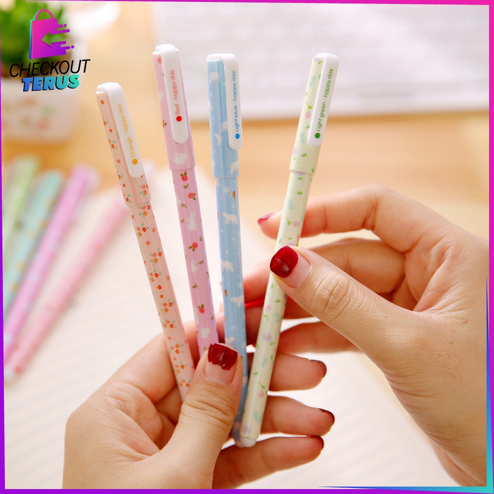 CT A54 Pena Korea Pulpen Gel Set Warna Warni 10IN1 Pena Cair Motif Karakter Alat Tulis Sekolah dan Kantor Pen Color Souvenir Set