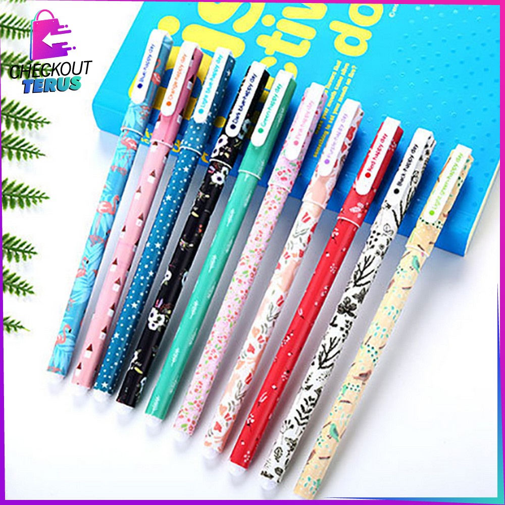 CT A54 Pena Korea Pulpen Gel Set Warna Warni 10IN1 Pena Cair Motif Karakter Alat Tulis Sekolah dan Kantor Pen Color Souvenir Set