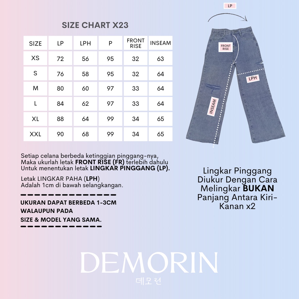 DEMORIN - Celana Jeans Wanita Kulot Ripped Highwaist Korean Look - X23 RIENA