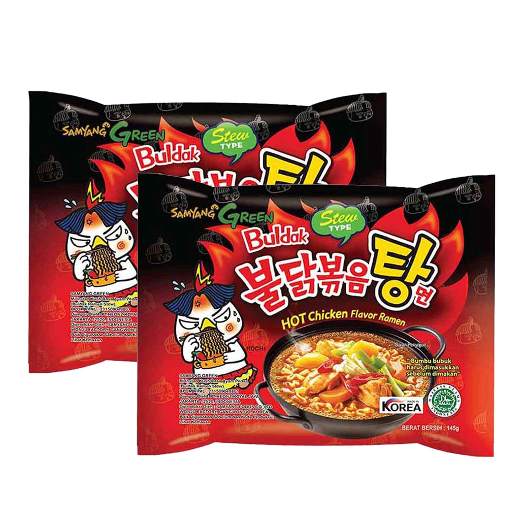 Samyang Green/ Buldak Ramen Stew/ Mi Instan Kuah/ Ayam Pedas/145g