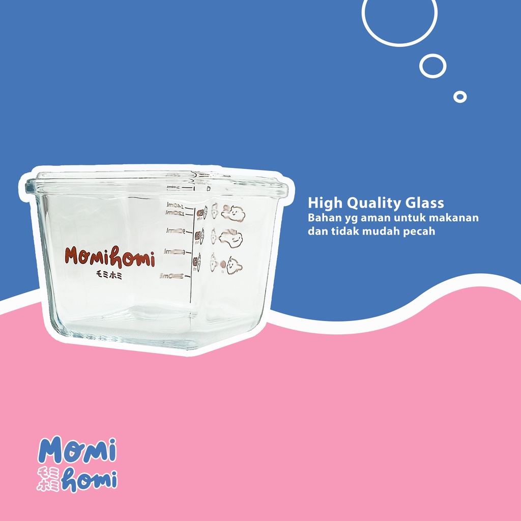 Momi Homi Baby Food Container Glass 3003 Tempat Penyimpanan Makanan Bayi Mpasi Food Container Bahan Kaca 140ml Tahan Panas