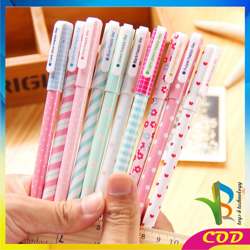 RB-A54 Pulpen Gel Set Warna Warni 10IN1 Pena Cair Motif Karakter / Pena Korea Color Pen Souvenir Set Alat Tulis Sekolah dan Kantor Import