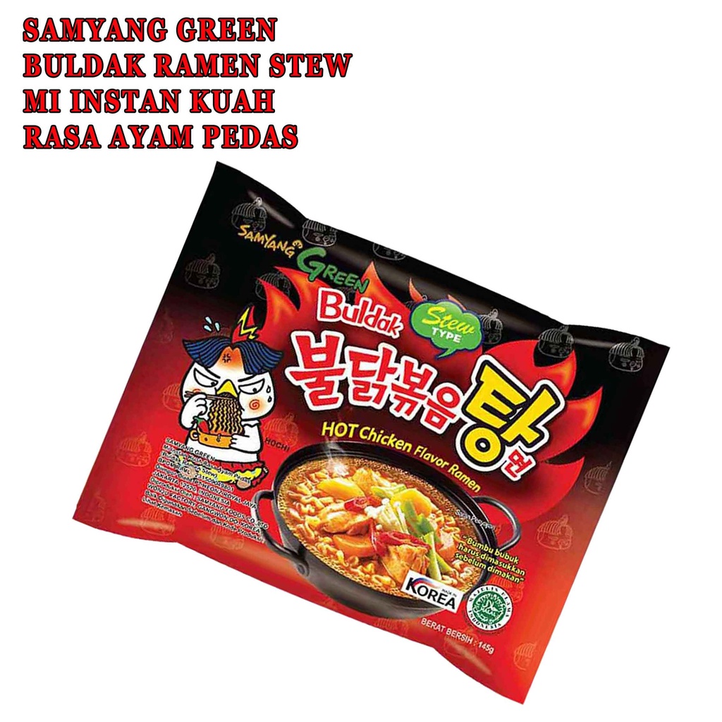 Buldak Ramen Stew* Samyang Green* Mi Instan Kuah* Ayam Pedas*145g