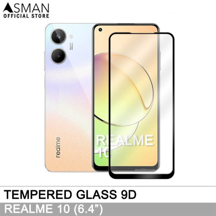 Tempered Glass Full Realme 10 (6.4&quot;) | Anti Gores Kaca - Hitam