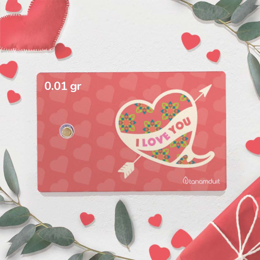 tanamduit - emas 24K asli kado ucapan I Love You 0,01 gram - 0,05 gram emas gift series