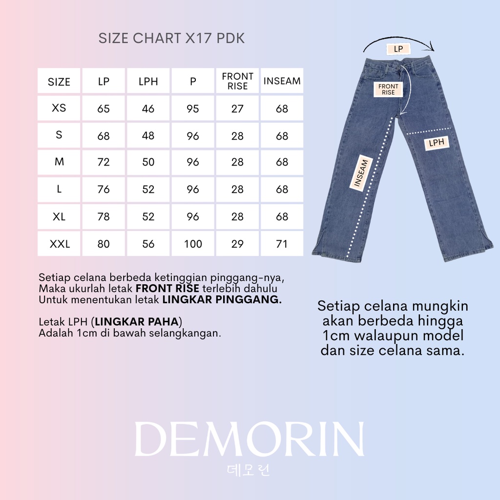 DEMORIN - Celana Panjang Wanita Straight Korean Jeans X17 PENDEK