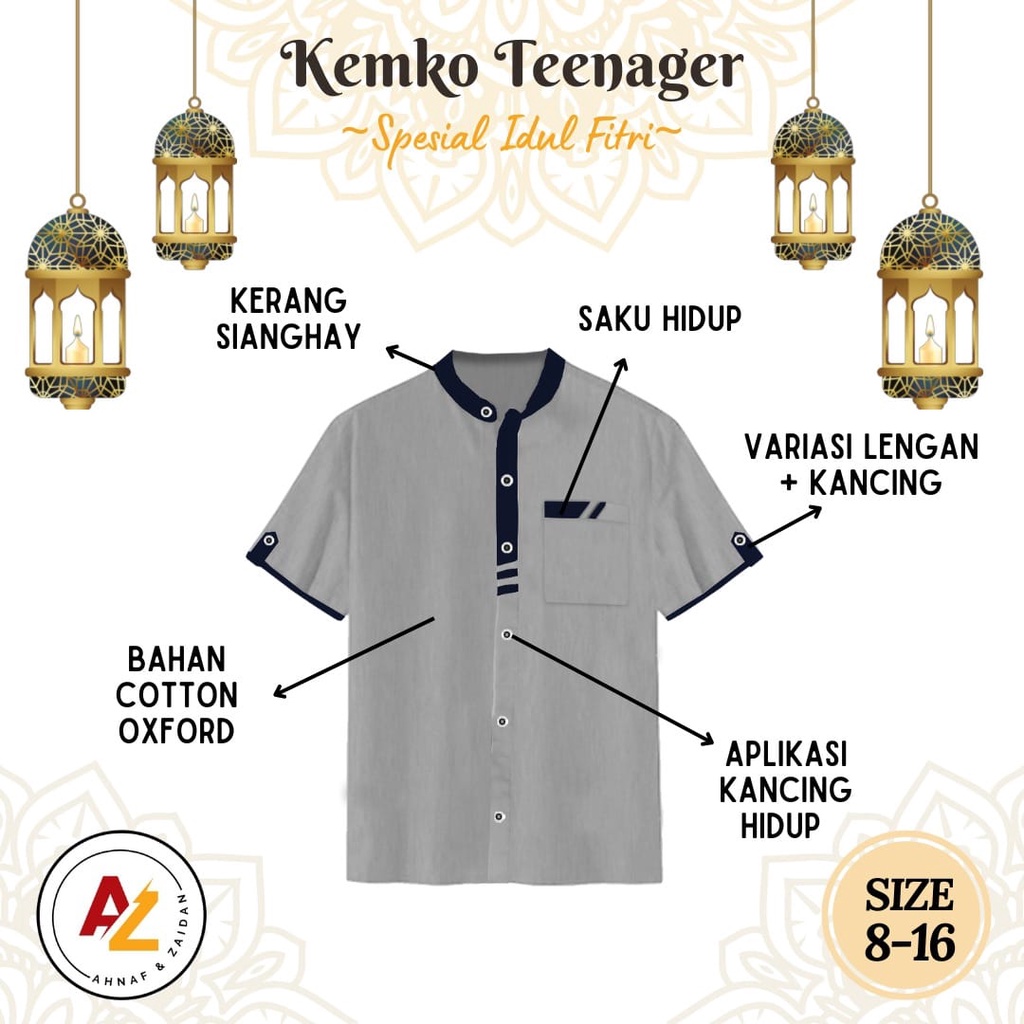 Kemko Teenager Anak Laki Laki Remaja - Baju Koko Lengan Pendek Lakilaki Usia 8 10 12 14 16 Tahun