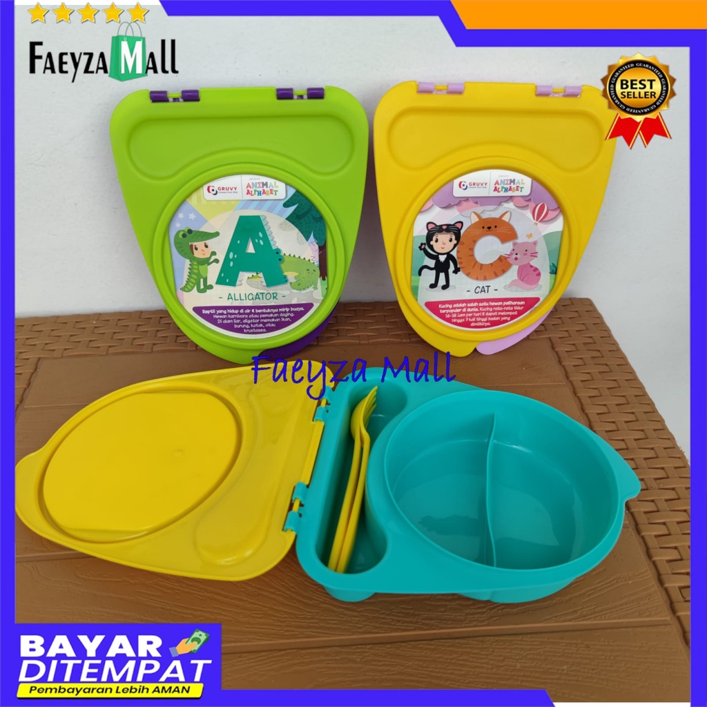 ⭐⭐⭐⭐⭐ ORIGINAL  Tempat Makan BIGGY 2 Sekat Plus Garpu dan Sendok / Tempat Nasi Kotak / Tempat Makan 