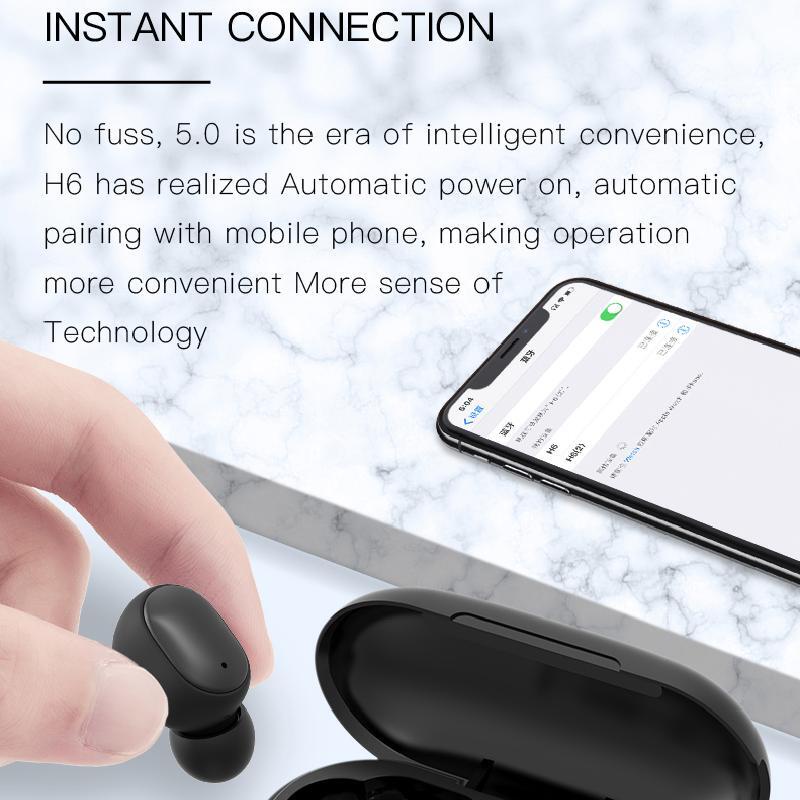 Invisible Wireless Earphone Bluetooth Earbuds Wireless Headphones Headset High performance 5.0 Lossless noise reduction Bluetooth Waterproof - H6(COD)