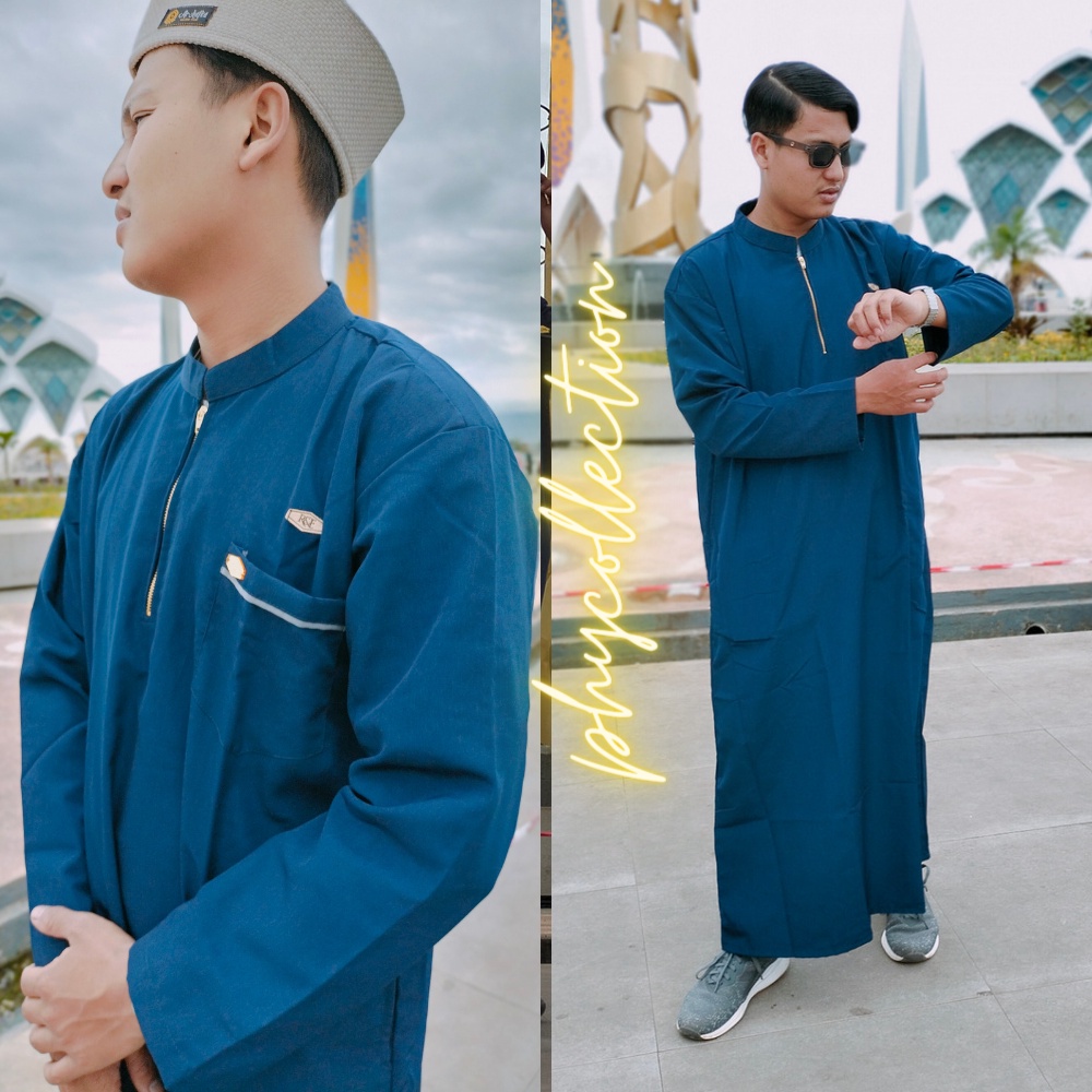 Gamis Jubah pria Laki Laki Dewasa Dan Remaja Lengan Panjang Oblong Model Haromain Al haramain Ukuran S M L XL XXL XXXL [AL-QUDS]