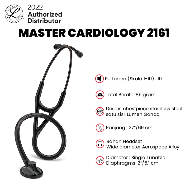 3M Littmann Master Cardiology Stethoscope / Stetoskop - BLACK EDITION - 2161