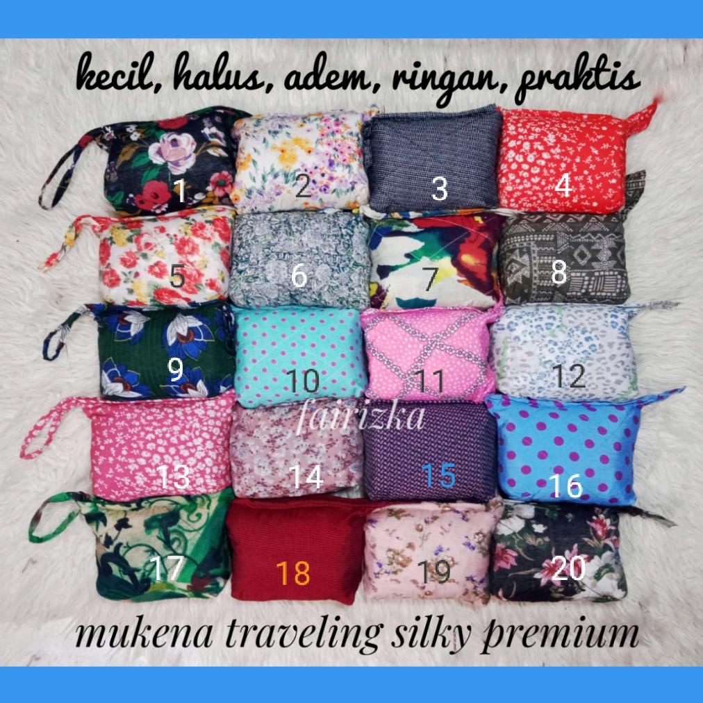 Mukena Traveling  Mini Pouch Imut Katun Silky  Premium ( Travel, Travelset )  Lembut Bisa Dilipat Ke