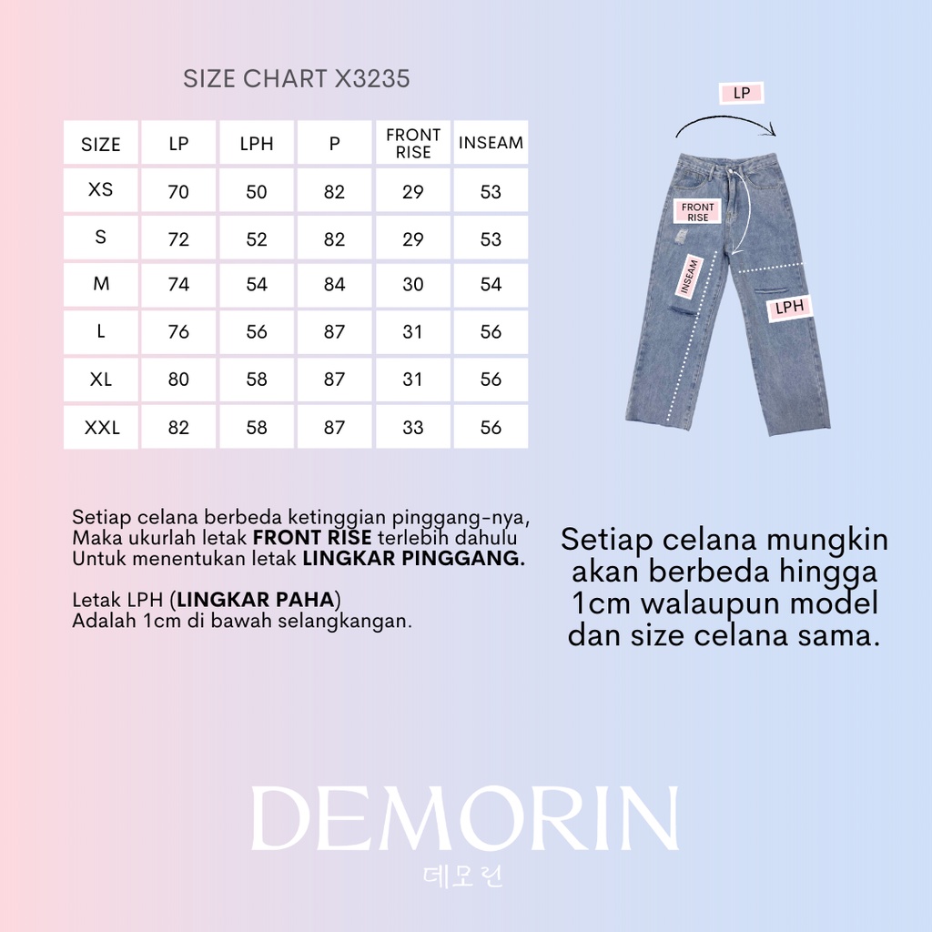 DEMORIN - Celana Panjang Wanita Highwaist Kulot Unfinished Ripped Jeans - X3235