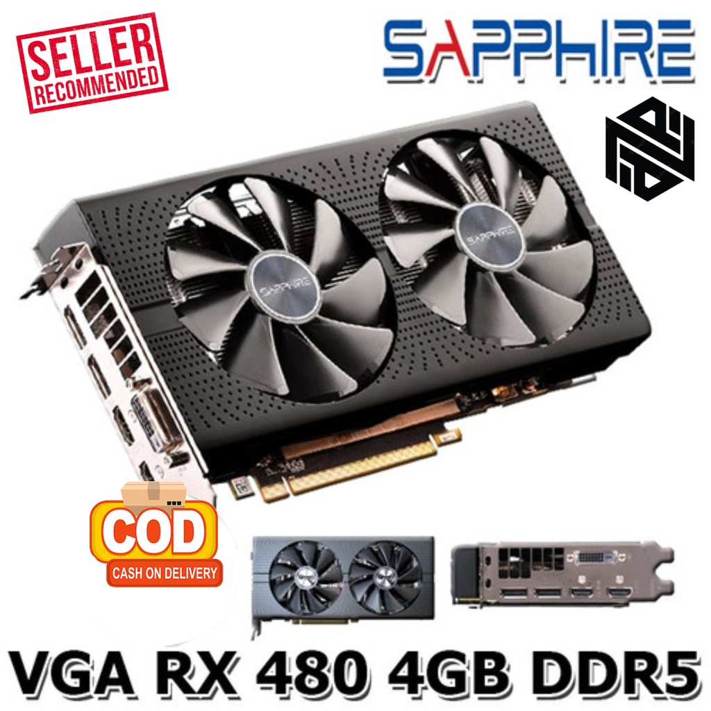 VGA CARD gaming nitro sapphire+ radeon amd RX 480 8GB GDDR5 256BIT SAPPHIRE NITRO+ bukanRX 580 470 5