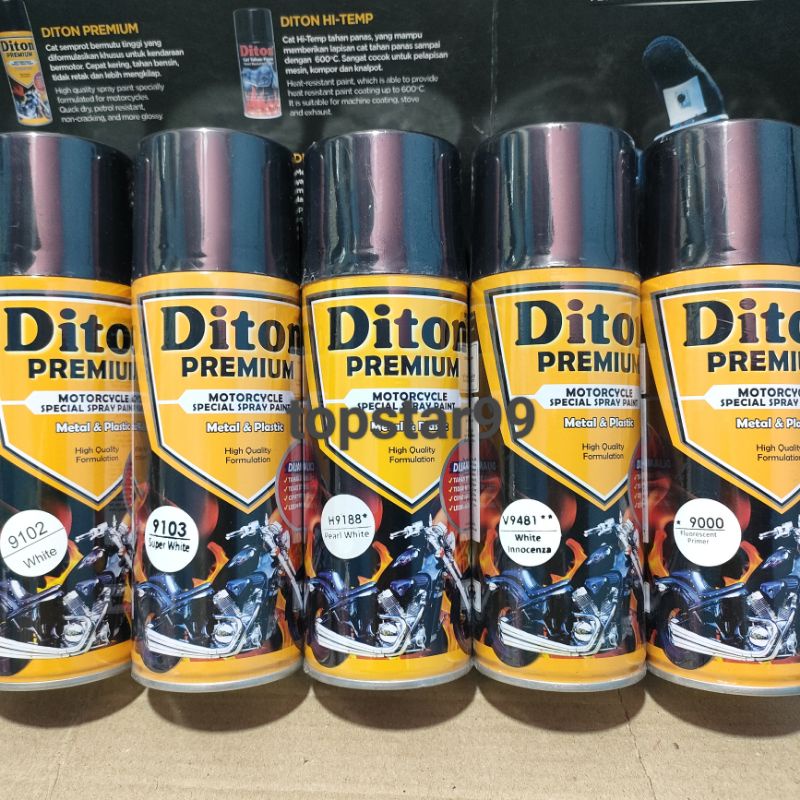 Diton Premium Pilox Pilok Cat Semprot 400cc Ready Berbagai Warna Putih White Super White Putih Susu Mutiara Innocenza 9102 9103 9188 9481 9000 Spray Paint