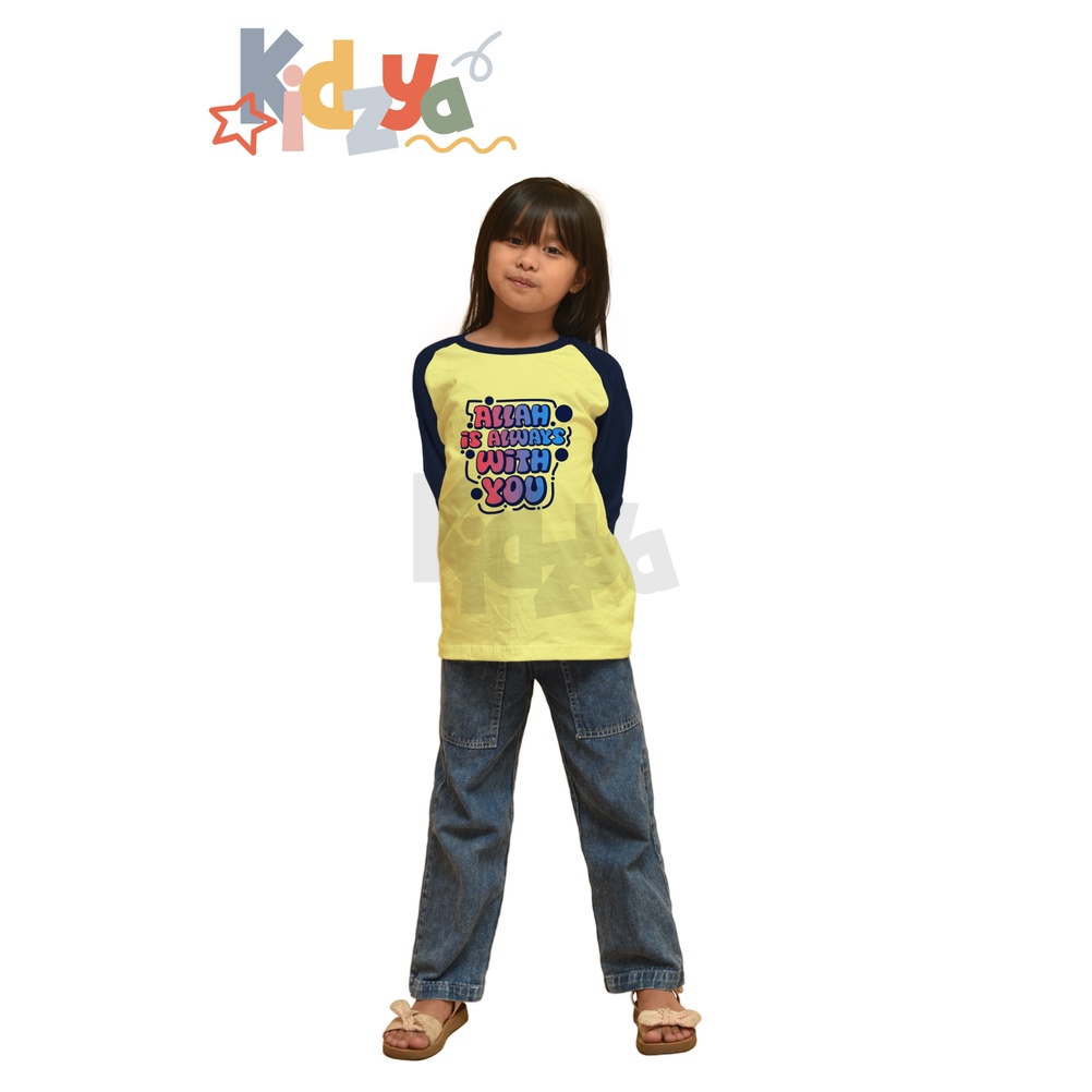 Baju Kaos Raglan Anak Muslim Panjang UNISEX - Allah is Always with You - KIDZYA