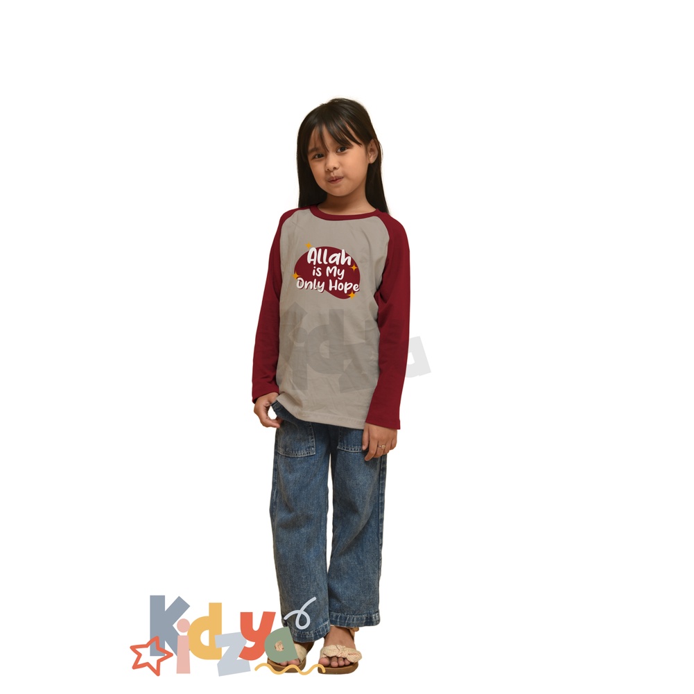 Baju Kaos Raglan Anak Muslim Panjang UNISEX - Allah is My Only Hope - KIDZYA