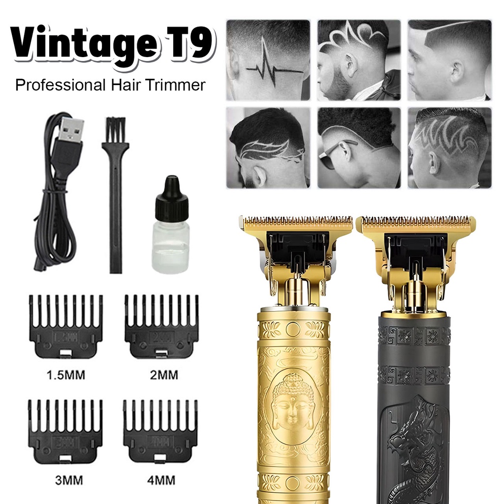 Alat Cukur Rambut Vintage T9 Profesional Hair Clipper/ Alat Cukur Elektrik Mesin Cukur Rambut Cas