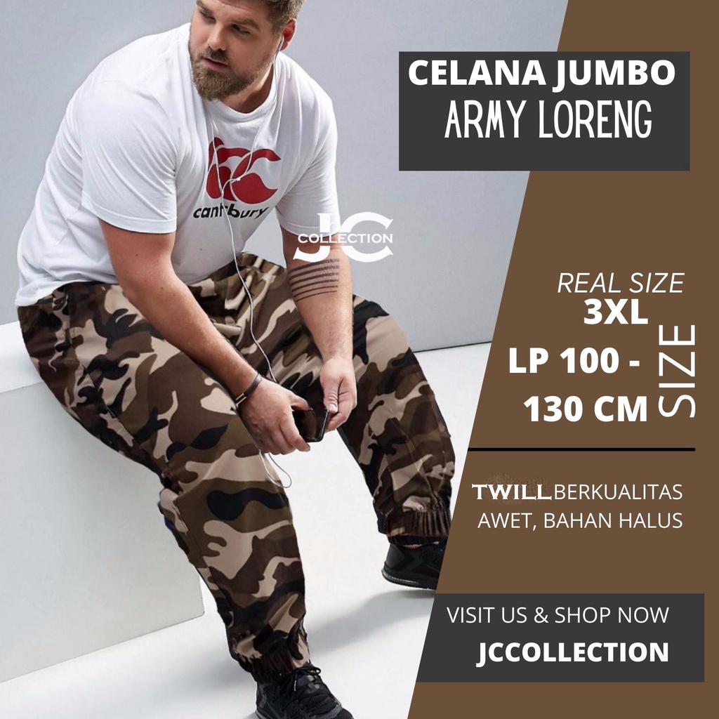 Celana Panjang Pria Jumbo Motif Army  / Jogger Army Loreng Big Size 3XL - JCCollections