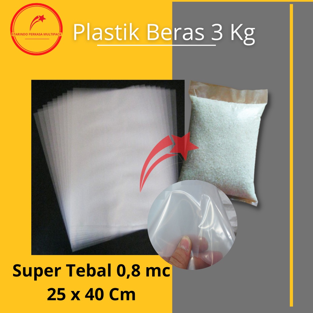 [CUSTOME] Plastik Beras 3Kg Custome Logo Brand sendiri ukuran 25X40CM Tebal 08