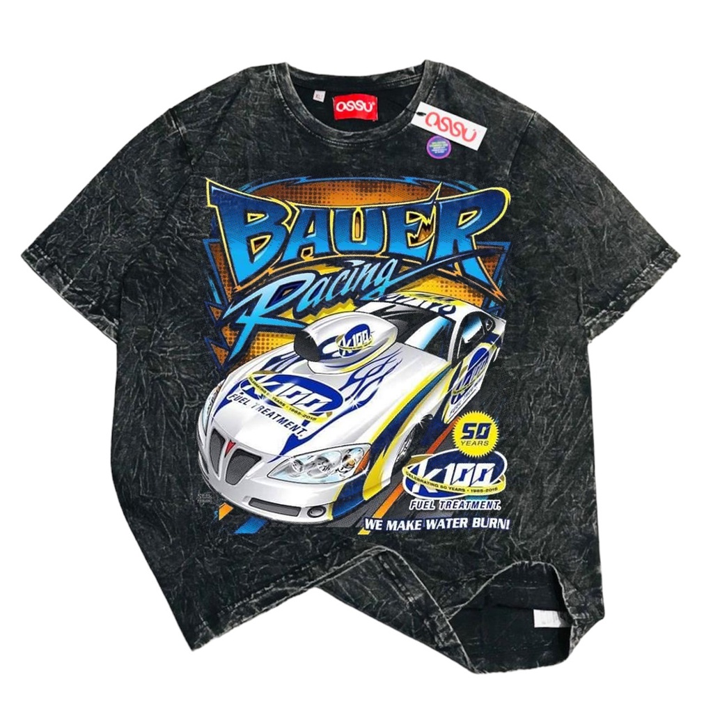 Ossu T-shirt Nascar BAUER RACING | Kaos Vintage Nascar Dewasa | T shirt Kaos Nascar Vintage Oversize