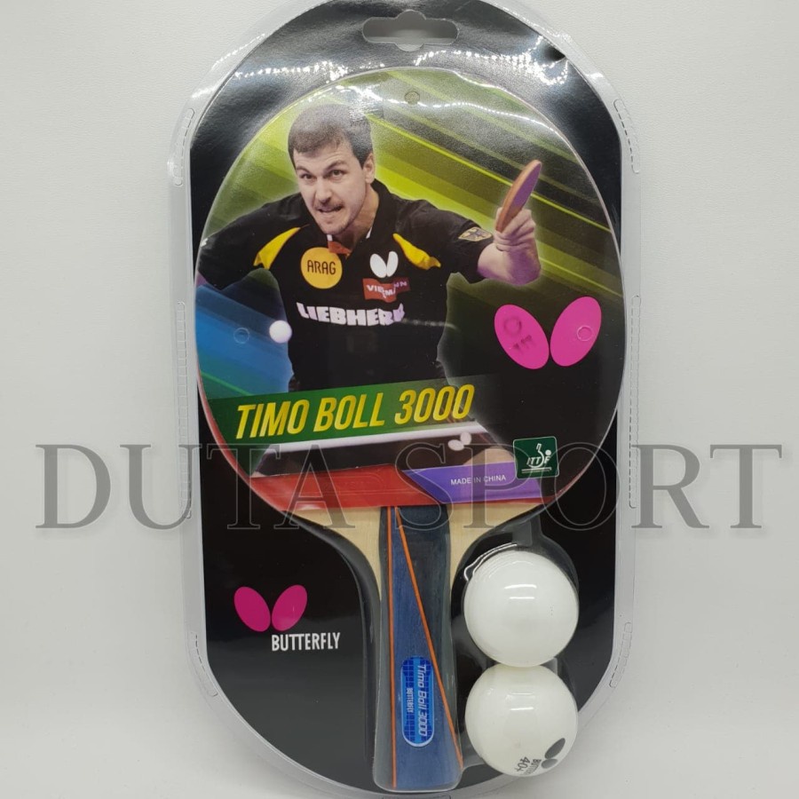 Bet BUTTERFLY Timo Boll 3000 + Bola Bat Tenis Meja Pingpong