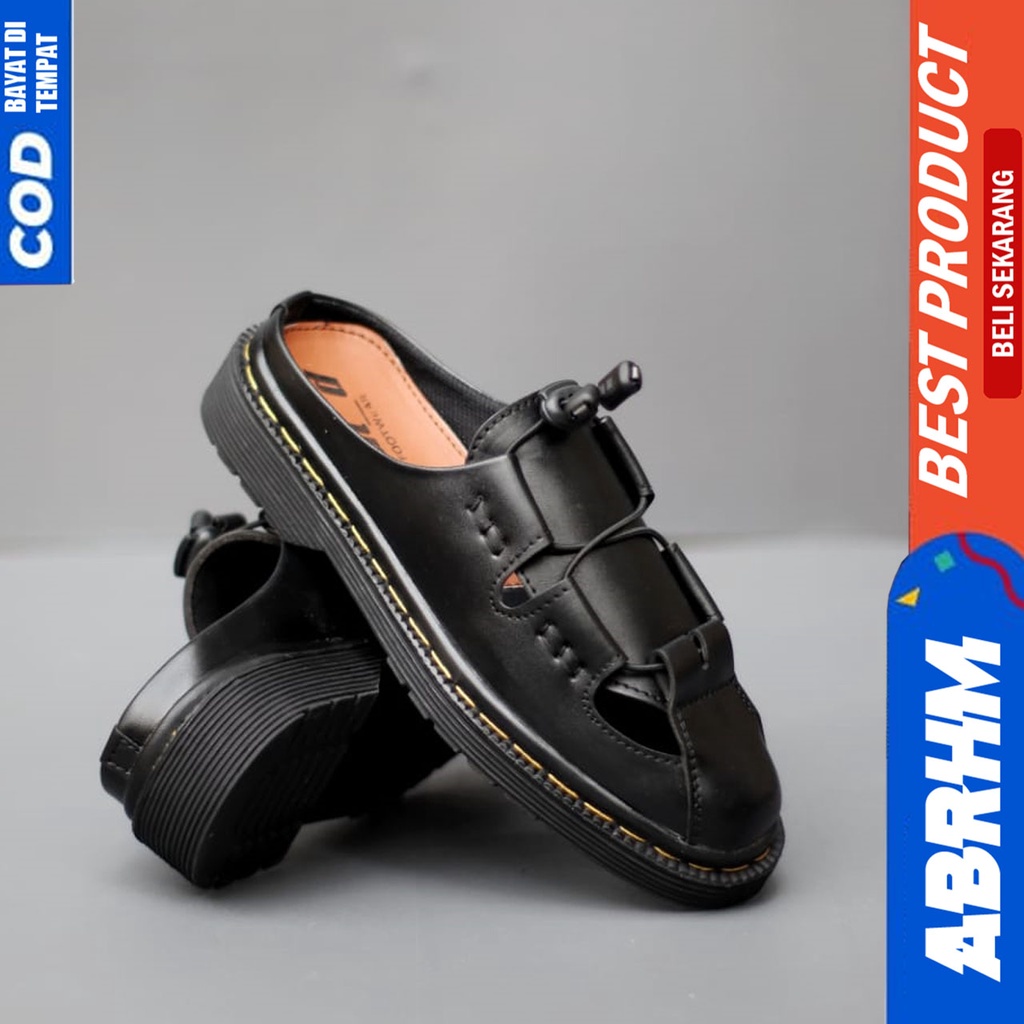 Sepatu Sandal Pria Docmart Sandal Selop Slide Pria Bustong Distro Kekinian Abrhm BOSTON