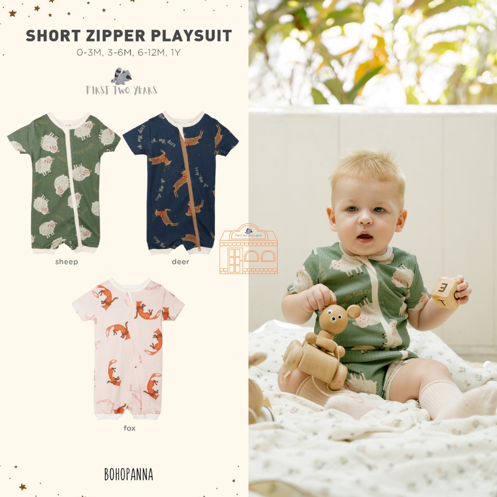 Bohopanna - Short Zipper Playsuit / Romper Jumper Bayi