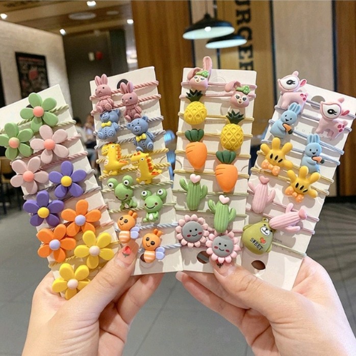 Karet Rambut Elastis 10 in 1 / Ikat Rambut Anak Fashion Korea / Ikat Rambut Anak Karakter Lucu